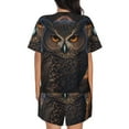 thumbnail image 3 of Picia Classical Style Brown Owl Pajamas Sets for Women Soft Short-Sleeved Pjs with Lounge Shorts Two Piece Sleepwear-Medium, 3 of 9