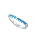 thumbnail image 4 of CHOOSE YOUR COLOR Modern Mosaic Bar Ring .925 Sterling Silver Band Blue Cubic Zirconia Female Size 4, 4 of 4
