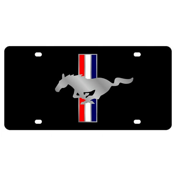 Eurosport Daytona- Compatible w/ Ford Mustang Logo on Carbon Steel License Plate