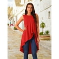thumbnail image 3 of DARING DIVA Women's High Low Hem Crew Neck Sleeveless Tunic Top Red L, 3 of 8