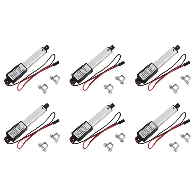 6X Actuador Micro-Lineal, de 2 Pulgadas, 90N / 20,3Lb, Velocidad 9,5 mm / S Actuador Eléctrico una Prueba de Agua Motor Actuador Lineal 12V