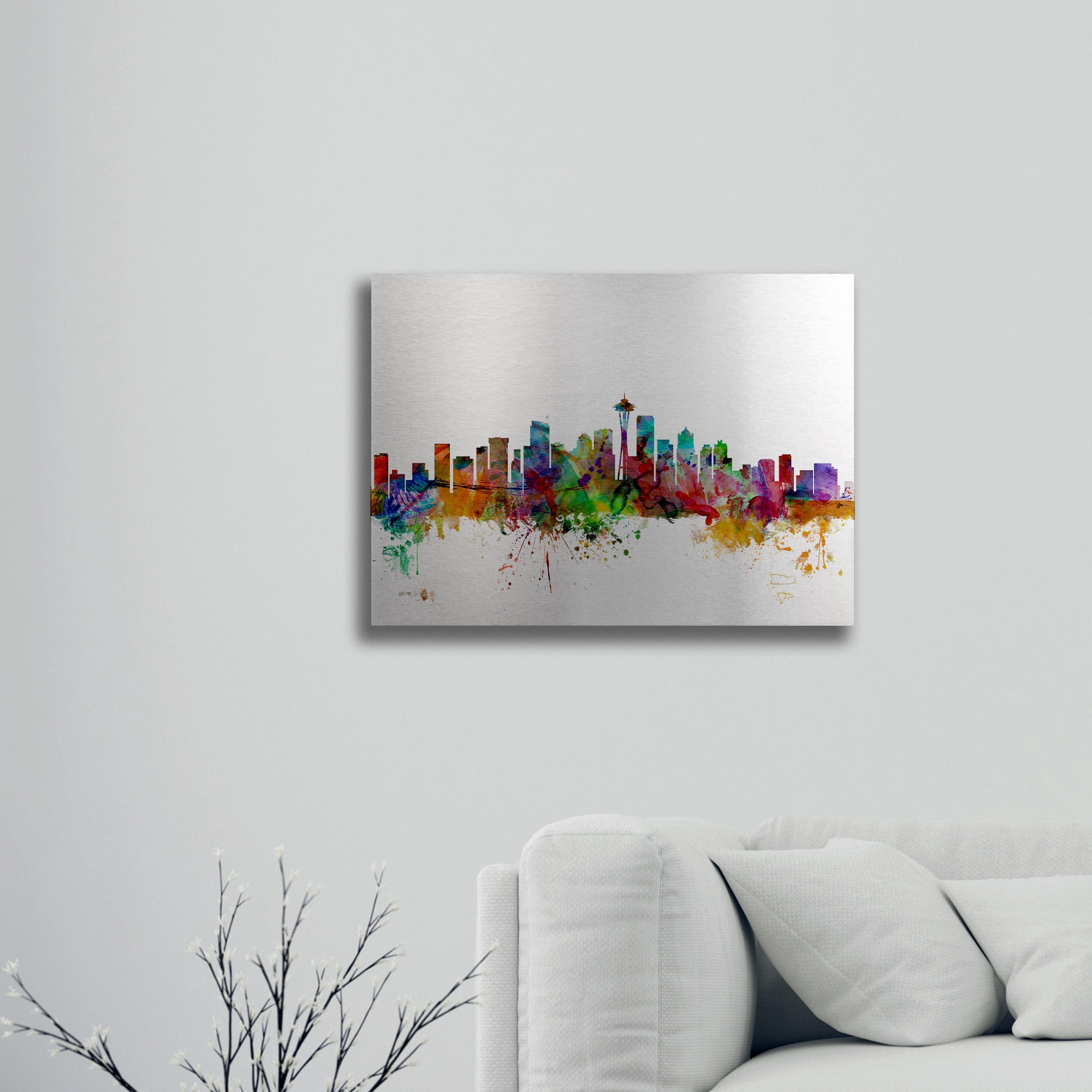 Trademark Fine Art 'Seattle Washington Skyline' Brushed Aluminum Wall Art Art by Michael Tompsett