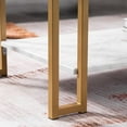Ktaxon Modern Faux Marble Coffee Table, Gold Frame, 2 Tier Rectangle