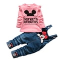 thumbnail image 3 of Conjunto de ropa de 2 piezas para niños, mono de manga larga de Minnie Mouse de Disney, color Beige, trajes informales de 1 a 4 años, otoño, 3 of 5