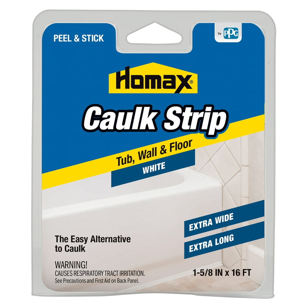 Homax Flexible Silicone Caulk Strip, Tub & Wall, 1 5/8 inch x 16 feet