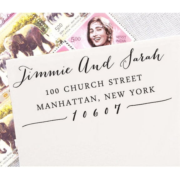Custom Save The Date Wedding Invitation Rubber Stamp Personalized Calligraphy Return Address RSVP Self Inking Stamper