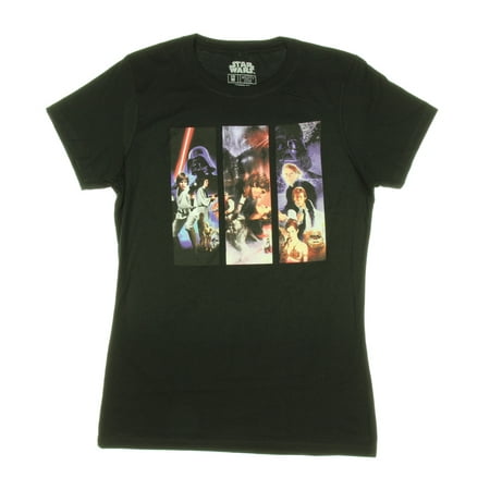 Star Wars Movie Poster Scene Juniors T-Shirt Leia Yoda Darth