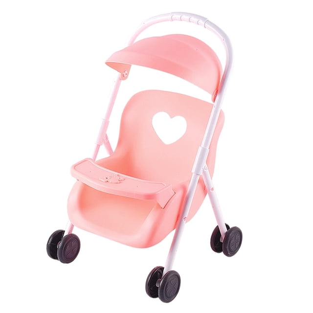 Cochecito de bebé plegable de dos ruedas para muñecas Rosado
