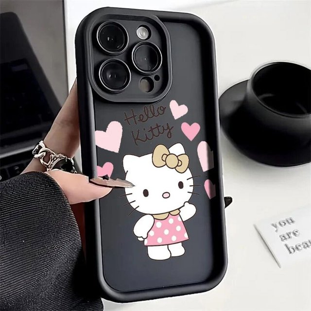 Hello kitty Kawaii Cat For iPhone 15 14 13 12 11 Pro Max XS Max X XR 7 8 Plus 6S 5S Liquid Eye Ladder Phone Case advanced