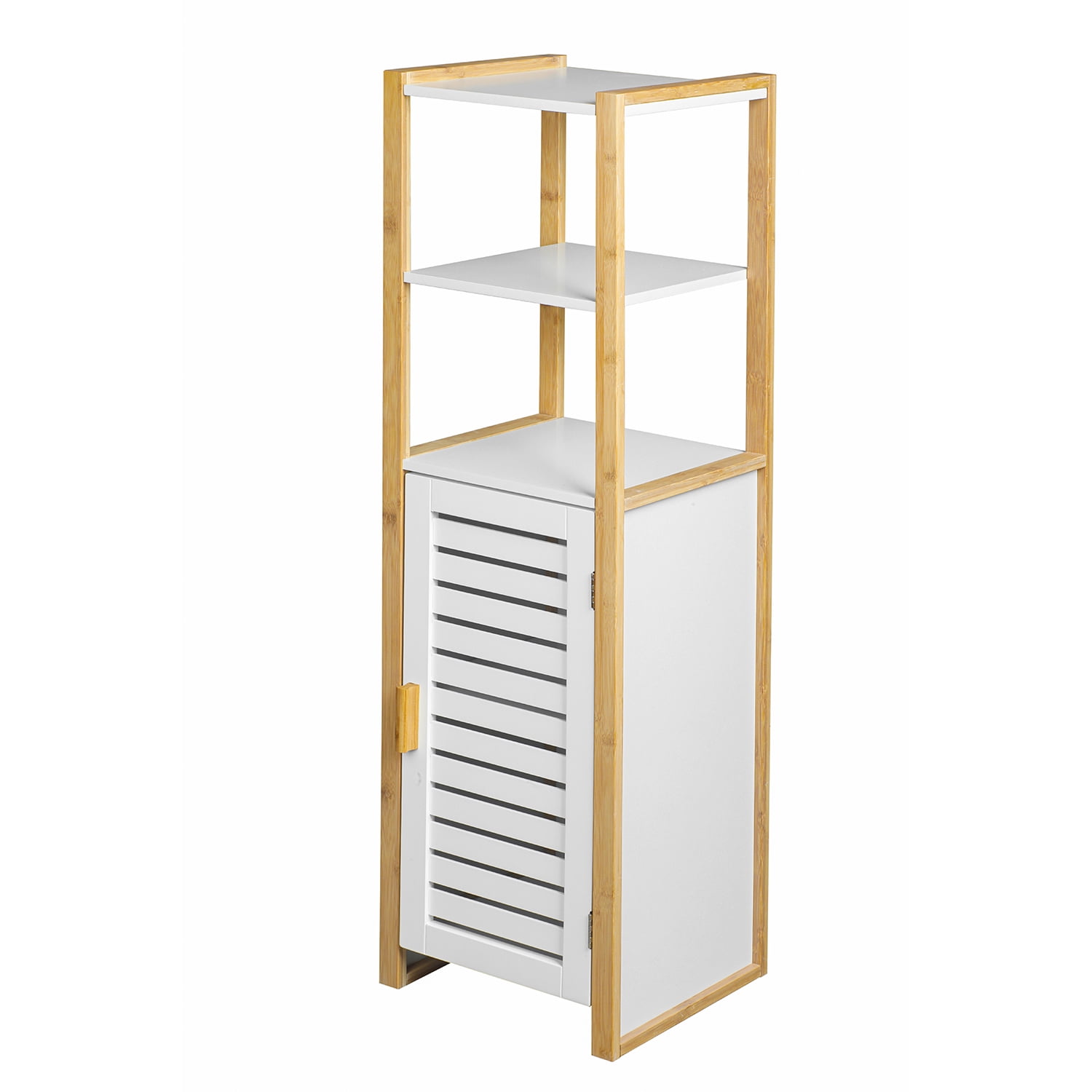 Kadyn Small Bathroom Floor Storage Cabinet, Free Standing Linen Tower with Open Shelves, 3 Tier Shelf Floor Cabinet, White Kadyn Small Bathroom Floor Storage Cabinet, Free Standing Linen Tower with Open Shelves, 3 Tier Shelf Floor Cabinet, White