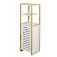 thumbnail image 3 of Kadyn Small Bathroom Floor Storage Cabinet, Free Standing Linen Tower with Open Shelves, 3 Tier Shelf Floor Cabinet, White, 3 of 8