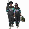 thumbnail image 4 of Adult Men Women Vintage 80s Hip Hop Disco Cosplay Hippie Costume Halloween Purim Carnival Party Couple Tracksuit Outfit, 4 of 6