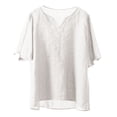 thumbnail image 1 of TaTaai Women's V-Neck Short Sleeve Linen Embroidered Vintage Loose Casual Tops Soft Lightweight Stylish Blouses for Daily Street Office Wear Gift, 1 of 5