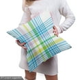 thumbnail image 5 of Ambesonne Fashion Fabric by the Yard Upholstery, Rectangle Square Plaid Art, 3 Yards, Sky Blue Fern Green, 5 of 5