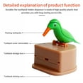 thumbnail image 3 of Toothpick Box Toothpick Storage Case Automatic Dispenser Bird toothpick box Shape ABS Plastic Holder, Green, Pink, 3 of 9