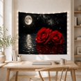 thumbnail image 5 of Red Roses on Dark Moonlit Water, Moody Gothic Illustration, Halloween Gift for Flower Lovers, Botanical Wall Art, Tapestry Wall Hanging for Bedroom and Living Room, 5 of 7