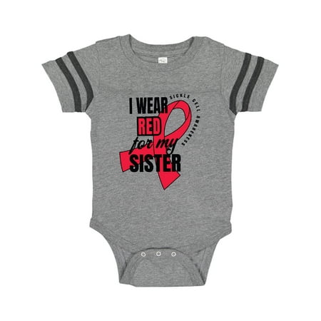 

Inktastic Sickle Cell Awareness I Wear Red For My Sister Gift Baby Boy or Baby Girl Bodysuit