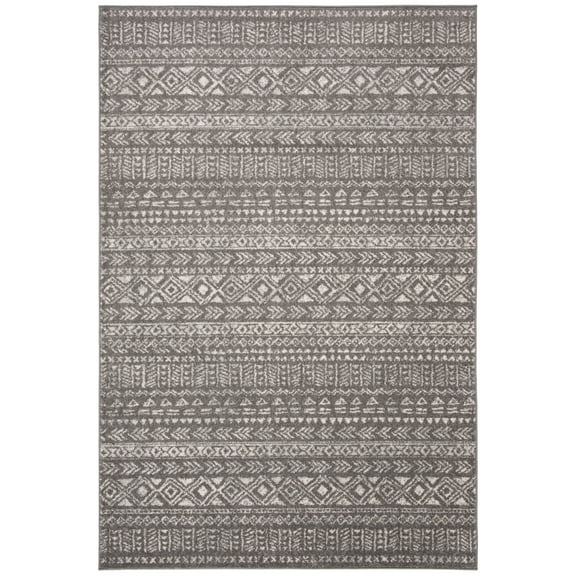 SAFAVIEH Tulum Britton Oriental Area Rug, Dark Grey/Ivory, 5'3" x 7'6"