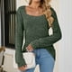 thumbnail image 1 of Puntoco Blusa regular sólida de manga larga con cuello cuadrado sexy de invierno para mujer Puntoco Puntoco-562, 1 of 5