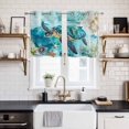 thumbnail image 2 of Turquoise Turtle Kitchen Curtains Small Short 39 Inch Length, Farmhouse Coastal Starfish Seaweeds Grommet Top Bedroom Living Room Curtains, Light Filtering Cafe Curtain Drapes 2 Panels Set 55''x39'', 2 of 9