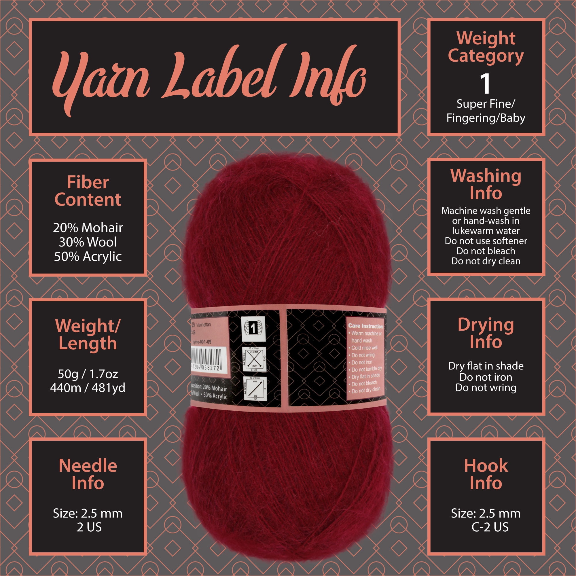 JubileeYarn Mohair Elixir Yarn - 50g/Skein Baby Wool Blend - Cherub's Cup - 1 Skein