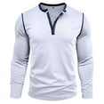 thumbnail image 4 of SWSMCLT Men's 2025 Henley Shirt Comfy Fall Henley Elasthane Cotton Pull On Regular Fit Top Casual Blouse Button White Medium, 4 of 5