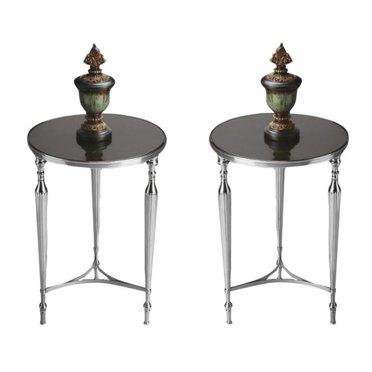 Home Square Modern Accent End Table in Black - Set of 2