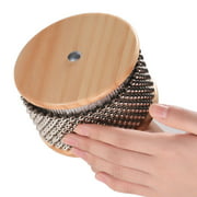 Wooden Cabasa Percussion Musical Instrument Metal Beaded Chain & Cylinder Hand Shaker for Classroom Band Medium Size