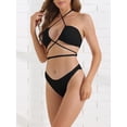 thumbnail image 2 of DARING DIVA Women's Halter Bikini Sets Double Lace Up Tie Back X-Large Black, 2 of 6