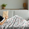 thumbnail image 3 of Retro Soft Flannel Fleece Throw Blanket, Large Triangles and Circles Polka Dots Lines Fun Pattern Print, Cozy Plush for Indoor and Outdoor Use, 50" x 60", Pale Pink Teal Black, by Ambesonne, 3 of 5