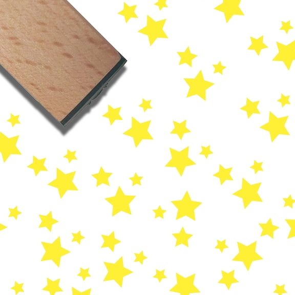 Mini Wooden Stamps Star Rubber Stamp 3/5 Inch Twinkle Pattern Square Small Reusable Wood Seal