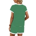 thumbnail image 5 of Cxenplz Women's Short Sleeve Striped Top And Shorts Set Casual Two Piece Loungewear Soft Stretchy Fabric Relaxed Outfit, 5 of 9