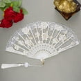 thumbnail image 4 of GIXUSIL Foldable Lace Fan Handheld Chinese Vintage Style Hand Held Folding Fans for Party Wedding Dancing Decoration for 1920s Costume Wedding Dancing Tea Party，White, 4 of 7