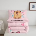 thumbnail image 5 of Manfei Kawaii Capybara Twin Comforter Sets,Lovely Letter Print Bedding Set,Light Pink,Pink Reversible,2-Piece,1 Comforter and 1 Pillowcase, 5 of 7