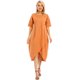 thumbnail image 1 of Vestido de mujer de moda O Cuello de manga corta Cintura alta Bolsillos de dobladillo asimétric Abanopi Vestido de mujer, 1 of 7