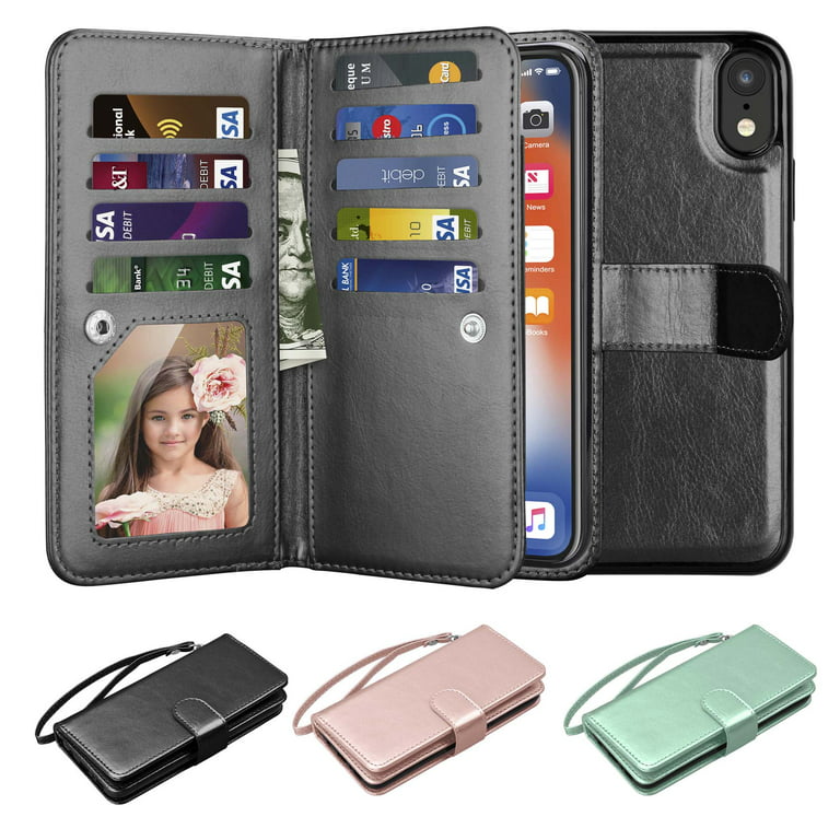 iPhone 11 Pro Max Wallet Case, iPhone 11 Pro Max PU Leather Case, Njjex PU  Leather Magnet Stand Wallet Credit Card Holder Flip Case 9 Card Slots Case