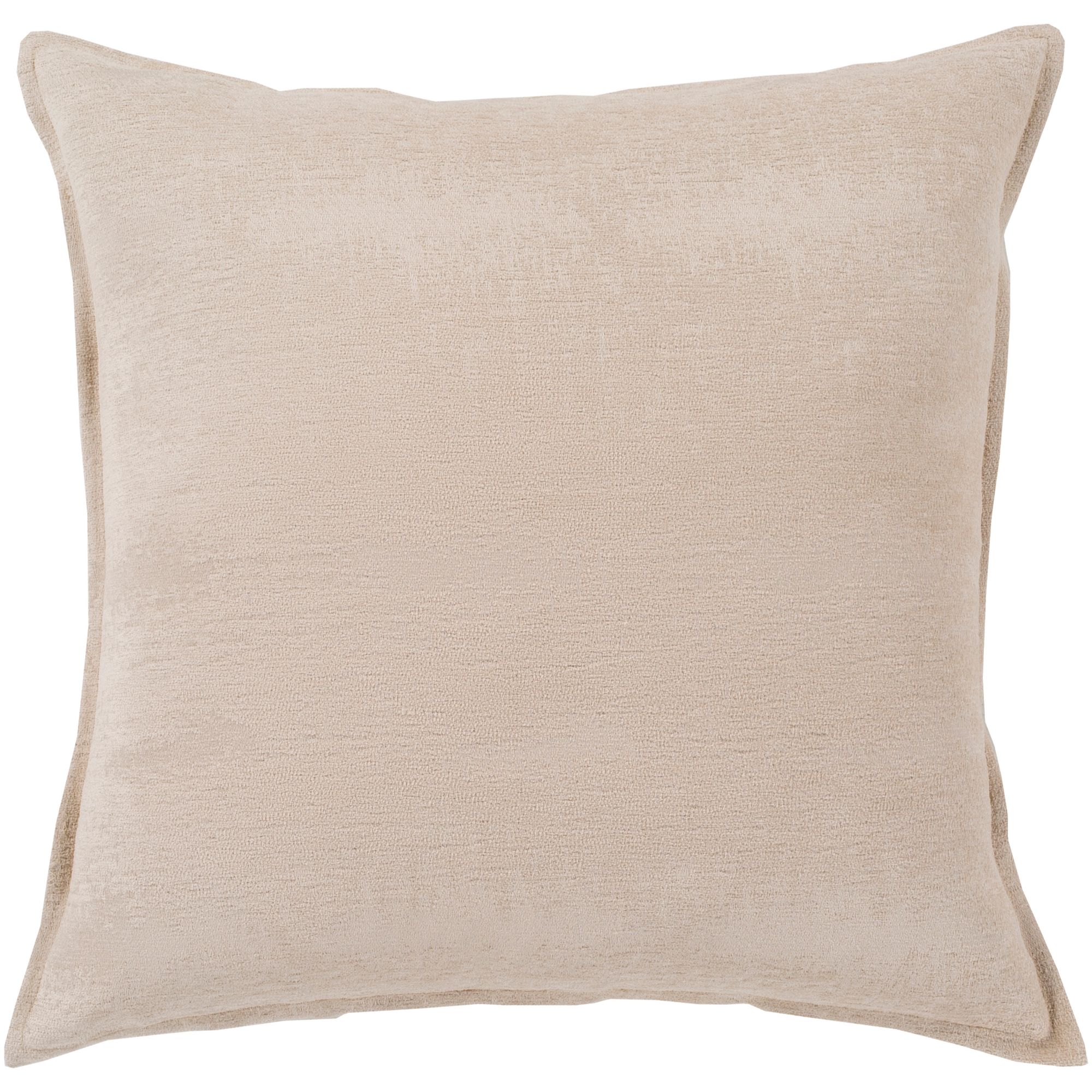 18" Beige Jacquard Square Throw Pillow with Flange Edge Down Filler