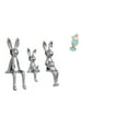 thumbnail image 1 of Figura de familia de conejos y muñeca de resina de mujer playera, estatua de dama, colección para mesa, armario, estantería, decoración de sala de est, 1 of 8