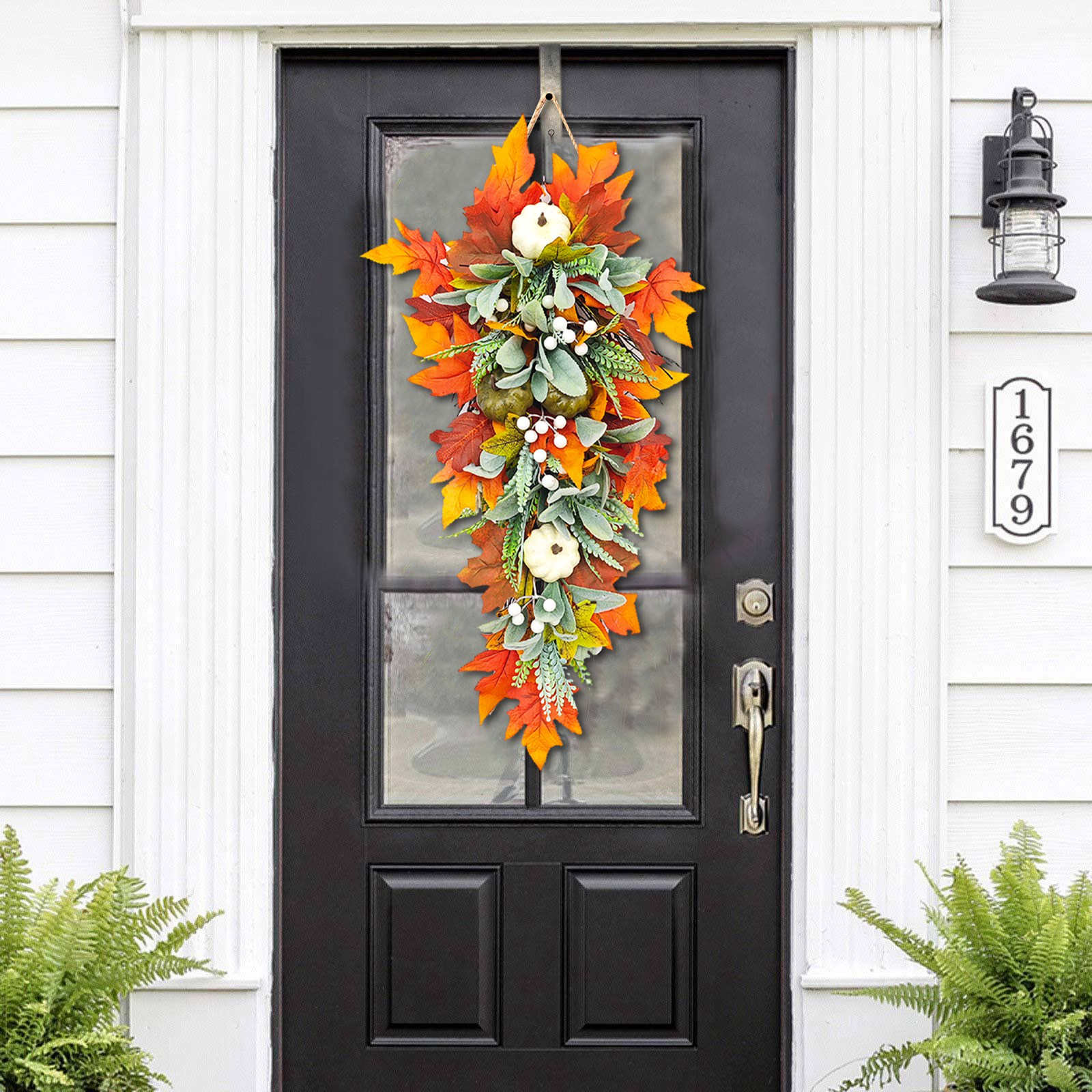 Myecovie 25.6 Inch Fall Harvest Wreath with Maple Leaves photo 2