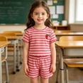 thumbnail image 5 of 18-24 Months Toddler Toddler Girl Outfits Short Sleeves T Shirt Tee Tops + Shorts Cute Outfits Set for 0 6 12 18 24 M 1t 2t 3t 4t 5t 6t Pajamas & Dailywear Set Girls Pink Tracksuit, 5 of 5