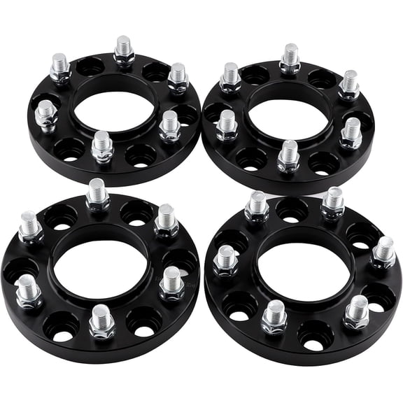 4PCS 6x135 Hubcentric Wheel Spacers with M14x1.5 Studs 87.1mm Bore 20mm Black Compatible for 2015-2025 Ford F150 Expedition Lobo Lincoln Navigator 6 Lug