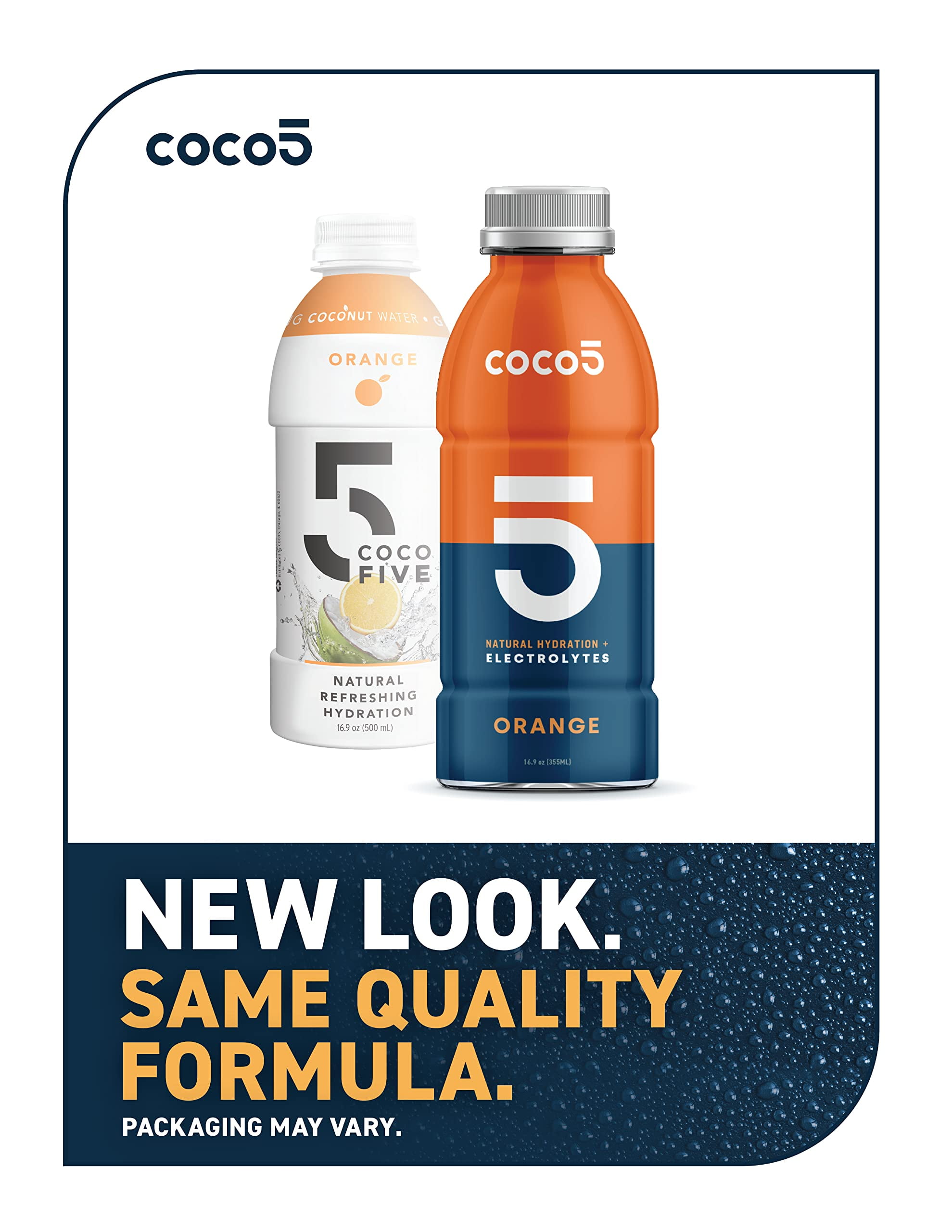 COCO5 Clean Sports Hydration, Orange Flavor, Less Sugar, Coconut