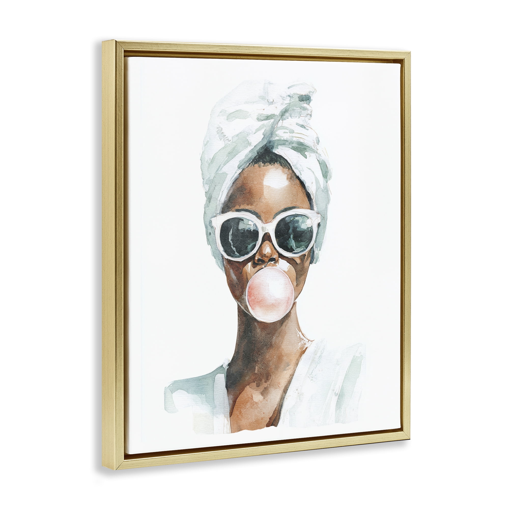 Stupell Industries Bubble Reverie Female Gold Framed Floater Canvas Wall Art, design by Svetlana Aleynikova