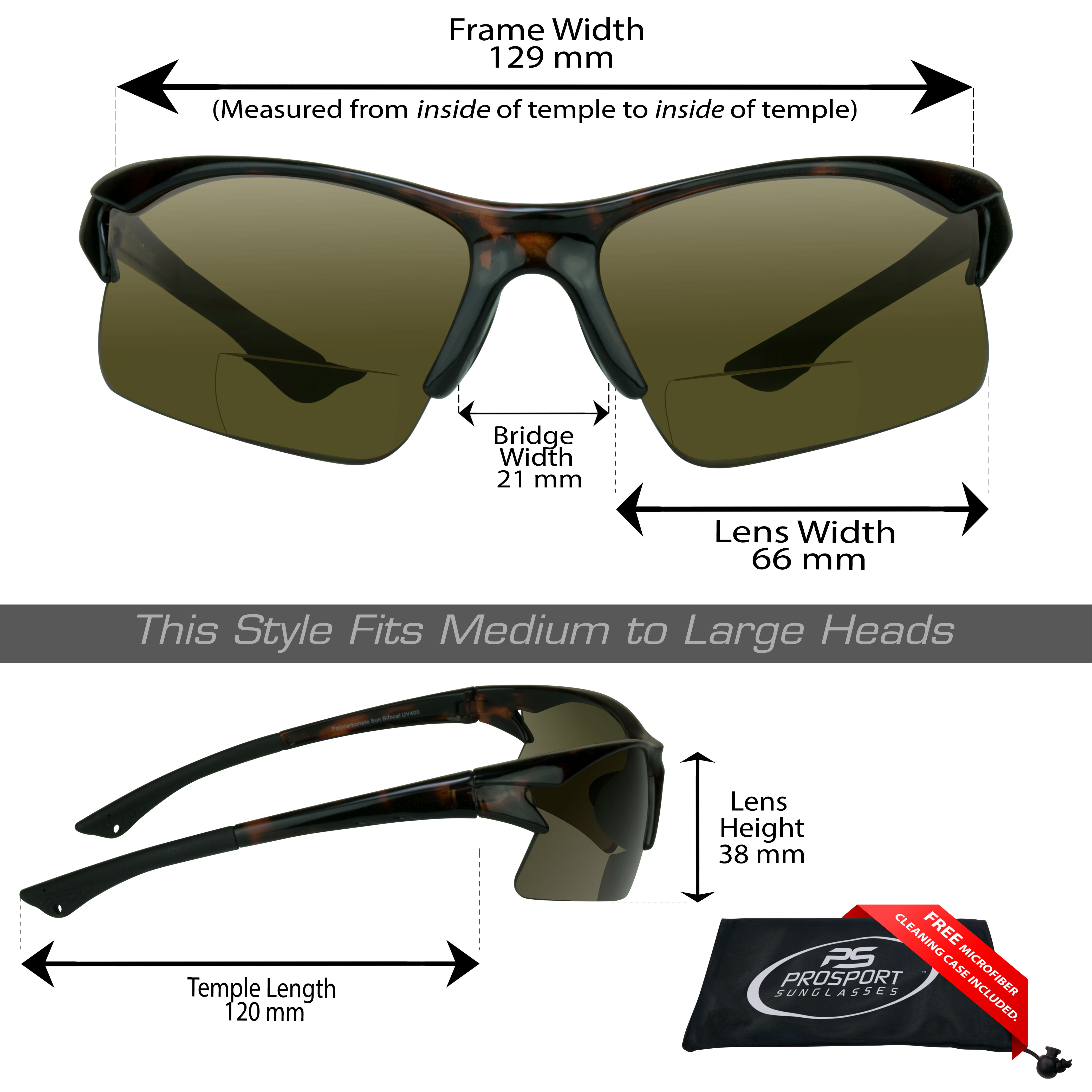 proSPORT Bifocal Sunglasses Readers Men Women For Cycling Running Fishing Golfing Riding and Driving - image 2 of 6