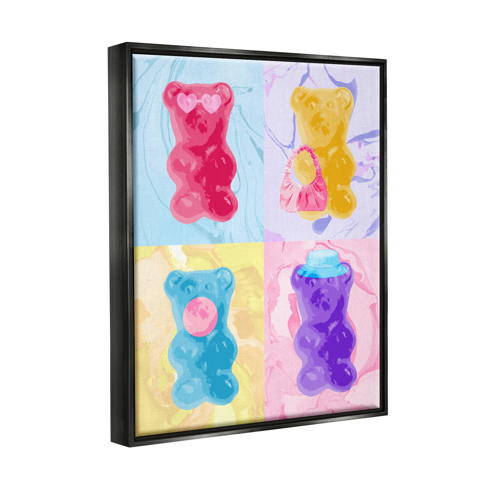 Stupell Industries Pop Style Abstract Bears Abstract Painting Black Floater Framed Art Print Wall Art, 25 x 31