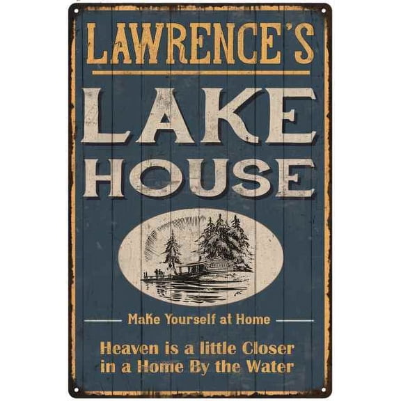 LAWRENCE'S Lake House Blue Cabin Home Decor 8 x 12 High Gloss Metal 208120038219