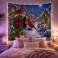 thumbnail image 2 of Cardinals on a Lantern in a Snowy Village, Cozy Vintage Style for Festive Decor Lovers, Festive Wall Art, Christmas Gift, Tapestry Wall Hanging for Living Room and Entryway, 2 of 7