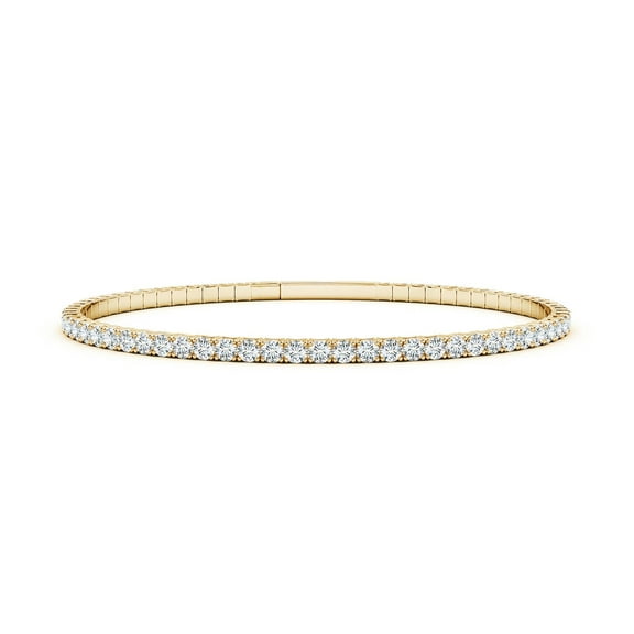 ANGARA Round Lab Grown Diamond Flex Bangle for Women in 14K Yellow Gold (Size-2.4mm| Color-F-G| Clarity-VS) | April Birthstone, Anniversary, Jewelry Gift for Women | Lab-Grown Diamond Bracelet
