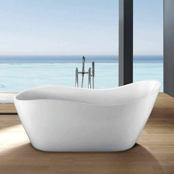 Havana 65 Inch Acrylic Freestanding Slipper Tub - No Faucet Drillings