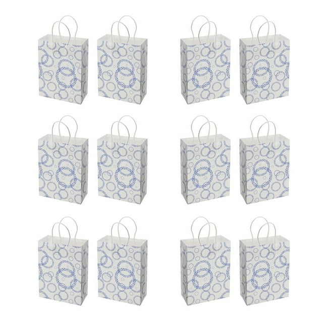 12pcs Novedad Holiday Stripe Wedding Party Supplies Bolsa De Papel Mercancía Llevar Bolsas De Botín Reciclables Azul oscuro yotijar Bolsos de regalo de la boda